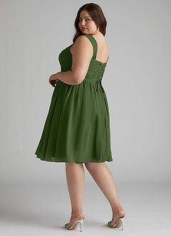 Azazie Angie Bridesmaid Dresses Olive A-Line Corset Chiffon Dress image12