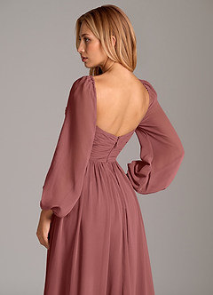 Azazie Bailee Bridesmaid Dresses Amethyst A-Line Long Sleeve Chiffon Dress image2