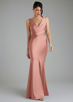 Azazie Monica Bridesmaid Dresses Rosette Mermaid Pleated Stretch Satin Dress image5
