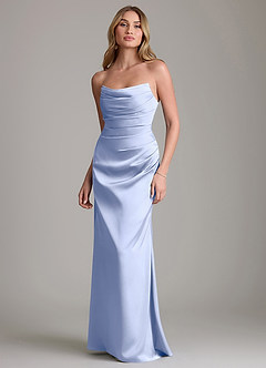 Azazie Lucille Vestidos de damas de honor Vestido de Hielo de Satén Elástico de Corte Sirena Convertible con Sin tirantes image1