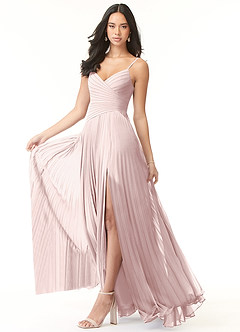 Azazie Vini Abiti da Damigella Abito A-Line in Chiffon con Scollo a V a Pieghe Rosa Rossore image3