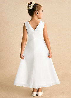 Azazie Edelweiss Flower Girl Dresses Ivory A-Line Pleated Chiffon Dress image2