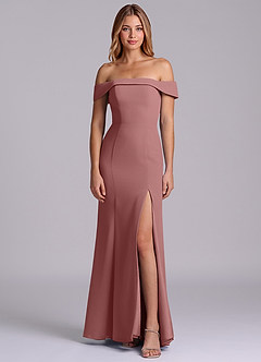Azazie Luciana Bridesmaid Dresses Desert Rose Sheath Off the Shoulder Chiffon Convertible Dress image1