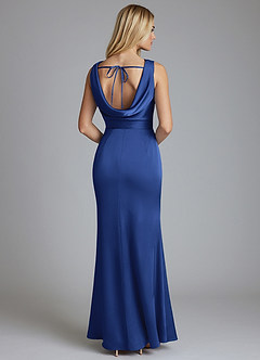 Azazie Tallie Bridesmaid Dresses Royal Blue Mermaid Pleated Stretch Satin Dress image6