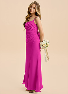 Azazie Amelia Junior Fuchsia Mermaid Pleated Chiffon Dress image1