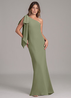 Azazie Capri At-home Try On Dresses Black A-Line One Shoulder Chiffon Dress image1