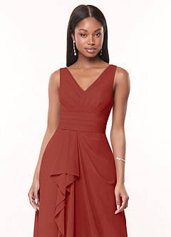 Azazie Julianna Bridesmaid Dresses Terracotta A-Line Chiffon Dress image5