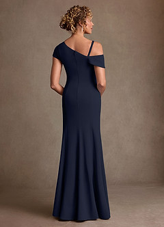 Azazie Rachael Final Sale Dark Navy Sheath Off the Shoulder Stretch Crepe Dress image3