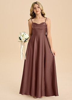Azazie Bear Junior Espresso A-Line Sweetheart Neckline Stretch Satin Dress image7