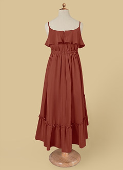 Azazie Karmen Flower Girl Dresses Terracotta A-Line Ruched Chiffon Dress image7