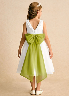 Azazie Dani Abiti da Ragazza di Fiori Abito A-Line in Chiffon Fiocco Avorio Citronella image7