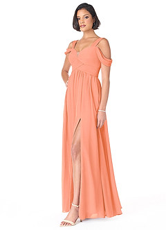 Azazie Lianne Vestidos de damas de honor Vestido de Atardecer de Gasa de Corte en A con Vestidos sin tirantes image3