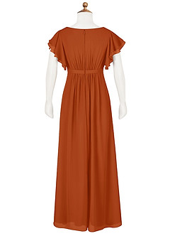 Azazie Daphne Junior Burnt Orange A-Line Pleated Chiffon Dress image7