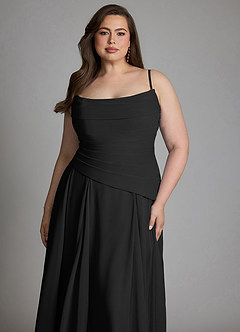 Azazie Gabriela Robes de demoiselle d'honneur Robe Trapèze en Mousseline de soie Corset Noir image23
