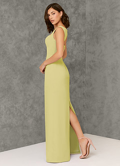 Azazie Flori Robes de demoiselle d'honneur Robe Fourreau en Mousseline de soie Col Carré Sorbet Citron image5