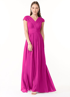 Azazie Organa Vestidos de damas de honor Vestido de Fucsia de Gasa de Corte en A con Plisado image1