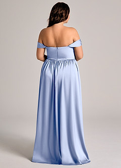 Azazie Calianna Abiti da Damigella Abito Convertibile A-Line in Raso Elasticizzato a Spalla Scoperta Ghiaccio image7