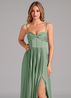 Azazie Tyla Bridesmaid Dresses Matcha A-Line Sweetheart Neckline Stretch Satin Dress image8
