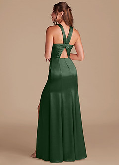 Azazie Rue Bridesmaid Dresses Eucalyptus Sheath Pleated Metallic Satin Dress image7