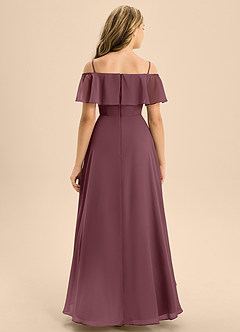 Azazie Maggie Junior A-Linie Schulterfrei Chiffon Kleid Sangria image6