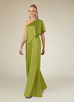 Azazie Hagretta Mother of the Bride Dresses Lemongrass Jumpsuit/Pantsuit Stretch Satin Dress image4