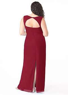 Azazie Flori Bridesmaid Dresses Burgundy Sheath Square Neckline Chiffon Dress image8