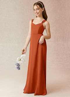 Azazie Denice Junior Burnt Orange A-Line Chiffon Dress image3