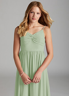 Azazie Zeya Junior Dusty Sage A-Line Chiffon Dress image6
