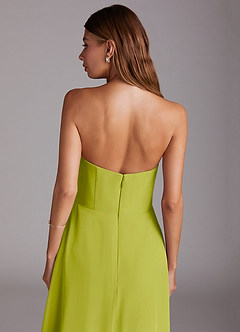 Azazie Wren Vestidos de damas de honor Vestido de Hierba De Limón de Gasa de Corte en A Convertible con Corte Lateral image7