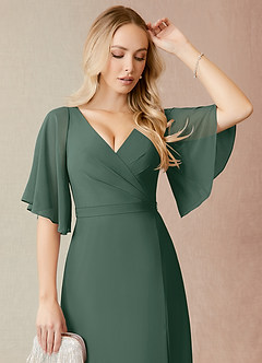 Azazie Cierra Bridesmaid Dresses Sea Moss A-Line V-Neck Chiffon Dress image6