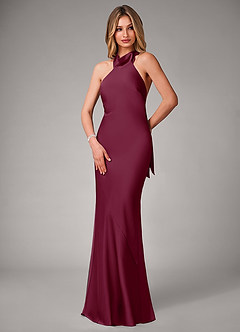 Azazie Velli Bridesmaid Dresses Mulberry Mermaid Stretch Satin Dress image3