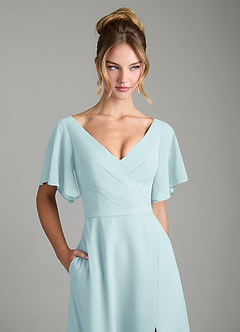 Azazie Ambrosia Bridesmaid Dresses Sea Glass A-Line Pleated Chiffon Dress image2