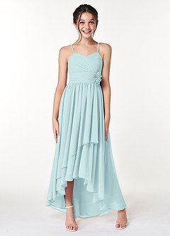 Azazie Catalina Junior A-Linie Gestreift Chiffon Kleid Seegrün image4
