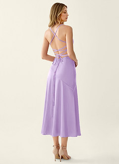 Heloise Lilas Robe longue en satin à lacets dans le dos image2
