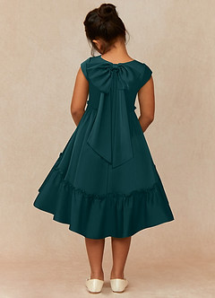 Azazie Lee Flower Girl Dresses Pine A-Line Bow Stretch Satin Dress image5