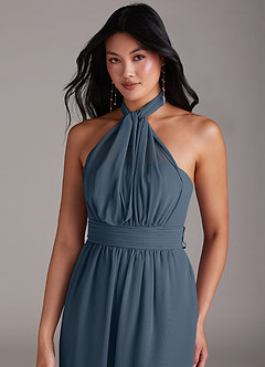 Azazie Lamara Brautjungfernkleider Wandelbar Schulterfrei Chiffon Overall/Jumpsuit Neptunblau image2