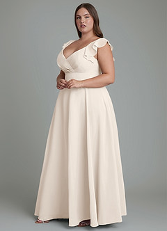Azazie Leilani Bridesmaid Dresses White Alabaster A-Line Pleated Chiffon Dress image4