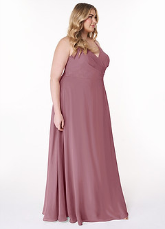 Azazie Davis Bridesmaid Dresses Vintage Mauve A-Line V-Neck Chiffon Dress image10