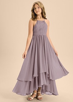 Azazie Elliora Junior A-Linie Plissee Chiffon Kleid Dämmerung image3
