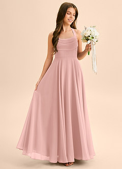 Azazie Kady Junior A-Linie Herzausschnitt Chiffon Kleid Rosettenrosa image5