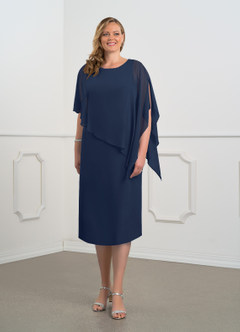 Azazie Sparrow Mère de la mariée Robes Robe Fourreau en Mousseline de soie Paillettes Bleu Marine Foncé image7