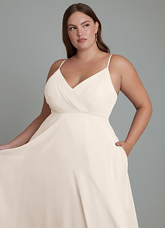 Azazie Amani Bridesmaid Dresses White Alabaster A-Line Pleated Chiffon Dress image6