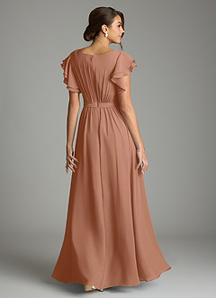 Azazie Daphne Modest Bridesmaid Dresses A-Line Ruffled Chiffon Floor-Length Dress image2