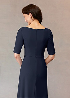 Azazie Joelle vestidos de madre de la novia Vestido de Azul Marino Oscuro de Crepé elástico de Corte En A con Lentejuela image6