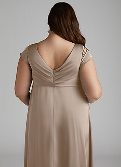 Azazie Allessia Maternity Bridesmaid Dresses A-Line Pleated Stretch Satin Floor-Length Dress image12