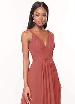 Azazie Maren Vestidos de madrinha de casamento Vestido Rosa Antiga de Chiffon de Linha A com Plissado image6