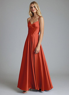 Azazie Alaia Suknie dla druhen Linia A Gorset Satyna elastyczna Do ziemi Sukienka image4