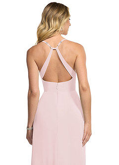Azazie Davis Robes de demoiselle d'honneur Robe Trapèze en Mousseline de soie Col en V Rose Pâle image6