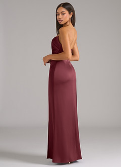 Azazie Marla Robes de demoiselle d'honneur Robe Fourreau Convertible en Satin extensible Sans bretelle Merlot image5
