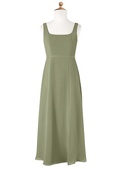 Azazie Renee Junior Pistachio A-Line Side Slit Chiffon Dress image5